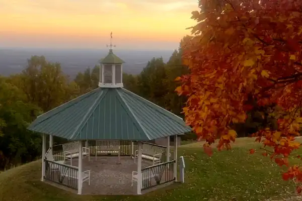 Retreat gazebo in fall at Higher Ground in Virginia